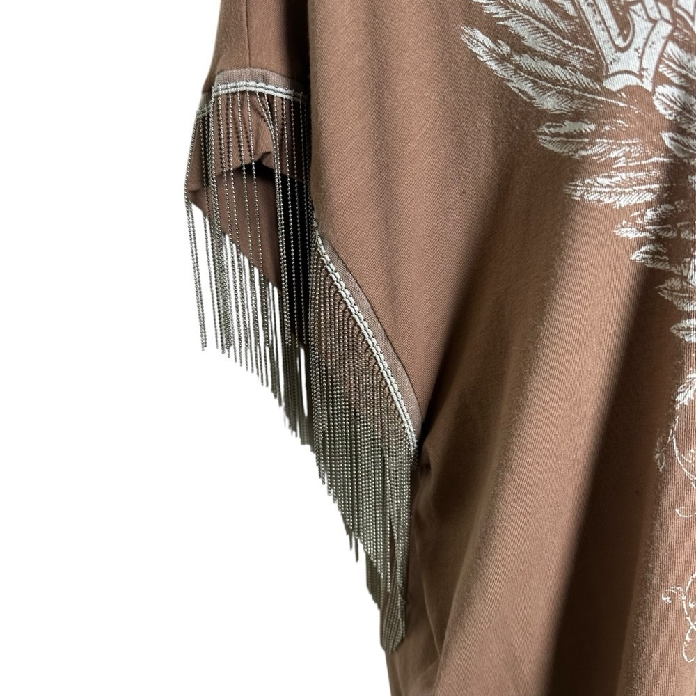 VOCAL Tunic Top Small Cotton Live To Ride Metal Fringe Short Sleeve Punk Moto - Picture 7 of 11